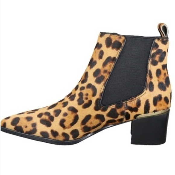 Nine West Leopard Print Genuine Cow Hair Chelsea Boots NWT - Picture 7 of 7